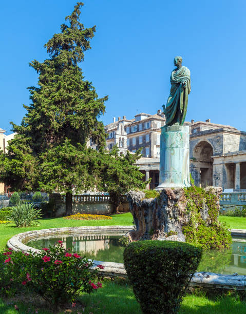 Frederick Adam statue, Corfu Frederick Adam statue (1837) by Pavlos Prosalentis near Palace of Saints Michael and George, Corfu corfu holiday palace stock pictures, royalty-free photos & images