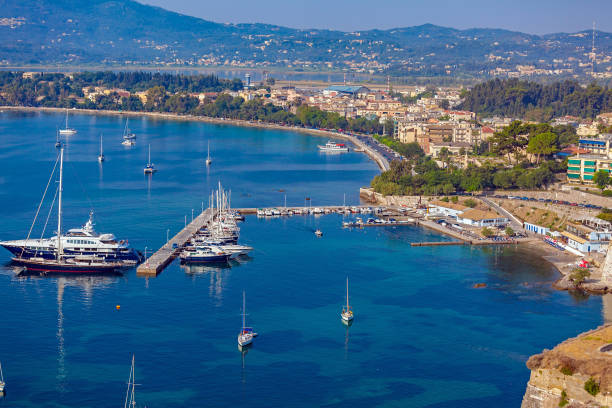 istock Marina with yachts, Corfu city 644268724