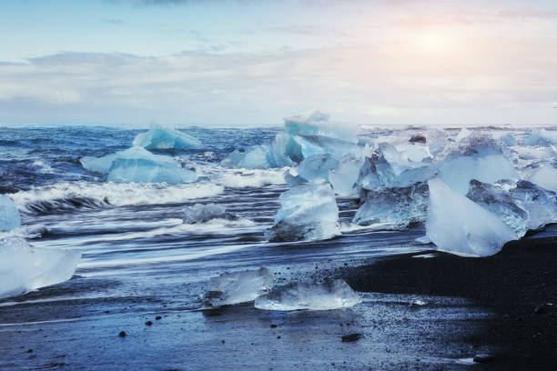 istock Glacier on black volcanic beach Iceland 644269216