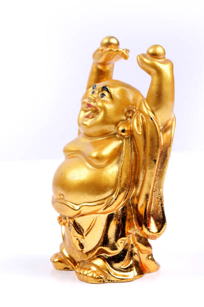 istock Happy golden laughing Buddha on a white background 644276202