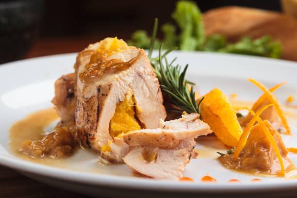 istock Chicken breast stuffed with orange brazilian way 644276330