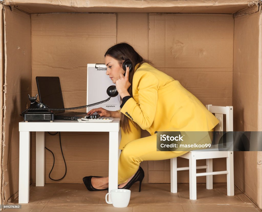 business woman gives advice over the telephone Office Stock Photo