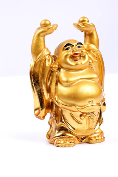 istock Happy golden laughing Buddha on a white background 644276490