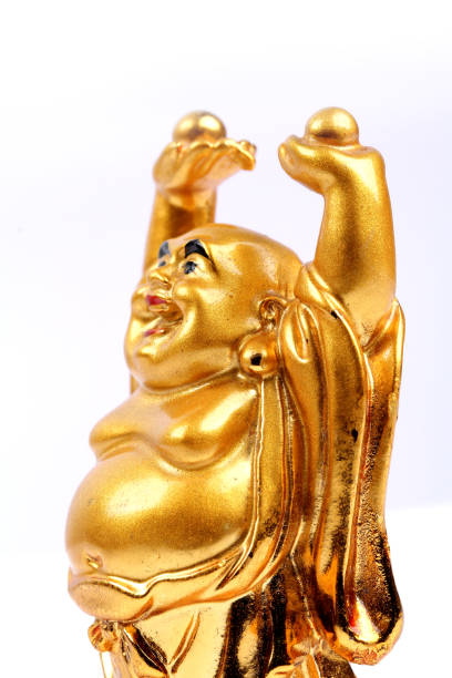 istock Happy golden laughing Buddha on a white background 644276928
