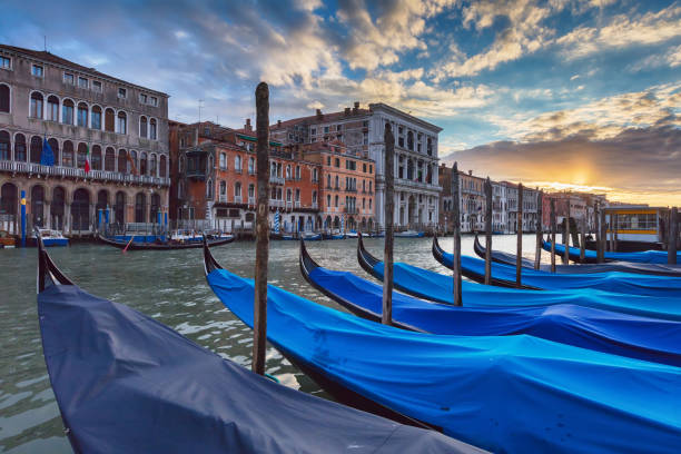 istock Covered gondolas in Grand Canal 644277134