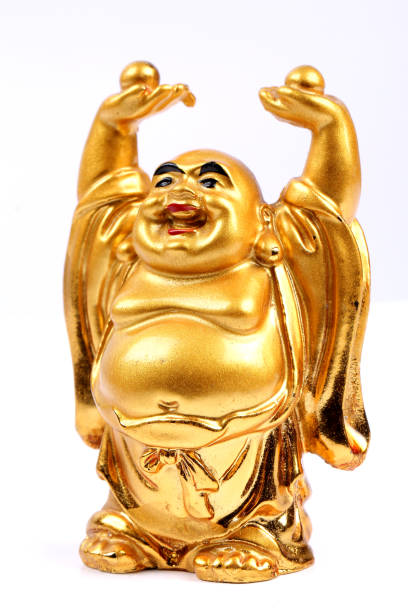 istock Happy golden laughing Buddha on a white background 644277252