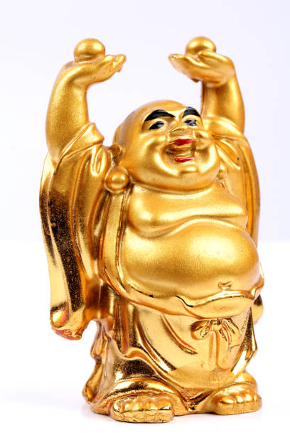 istock Happy golden laughing Buddha on a white background 644277546