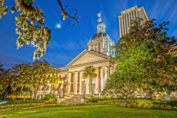 istock Tallahassee Historic Old Capitol at Night 644288348