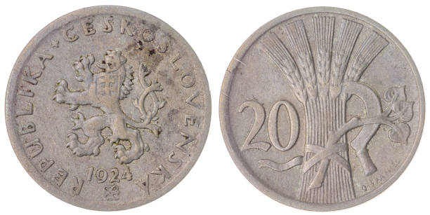 istock 20 haleru 1924 coin isolated on white background, Czechoslovakia 644302844