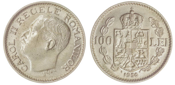 istock 100 lei 1936 coin isolated on white background, Romania 644302898
