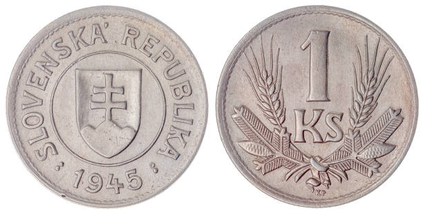 istock 1 koruna 1945 coin isolated on white background, Slovakia 644302904