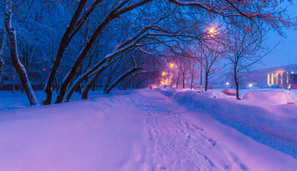 istock Night view of the winter city 644304178