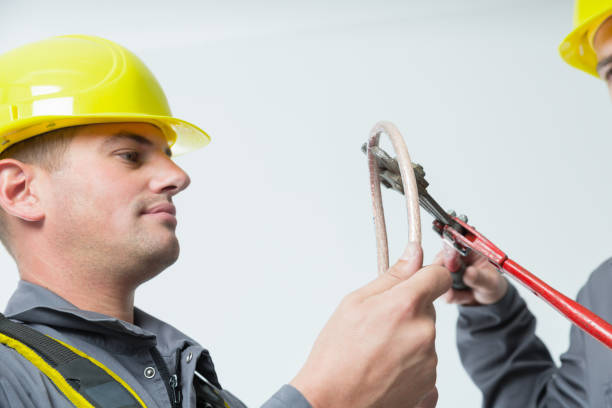 istock Two Electrician Cutting APowercord 644305076