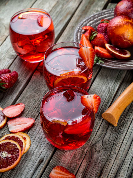 istock Blood orange strawberry rum punch 644305316