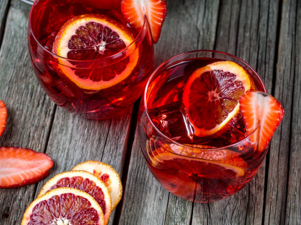 istock Blood orange strawberry rum punch 644305872