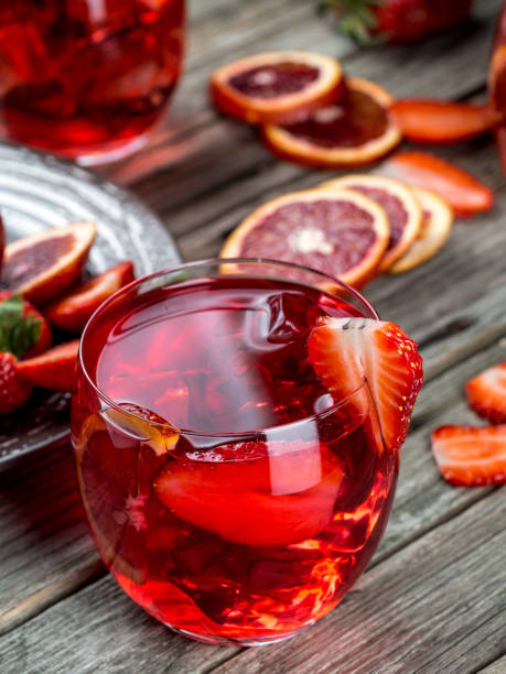 istock Blood orange strawberry rum punch 644310232