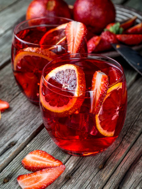 istock Blood orange strawberry rum punch 644310532