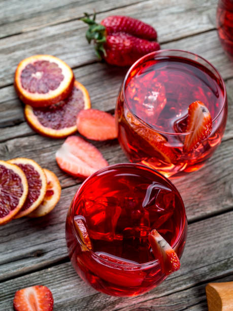 istock Blood orange strawberry rum punch 644310792