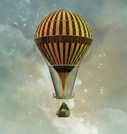 Fantasy hot air balloon - 3D illustration