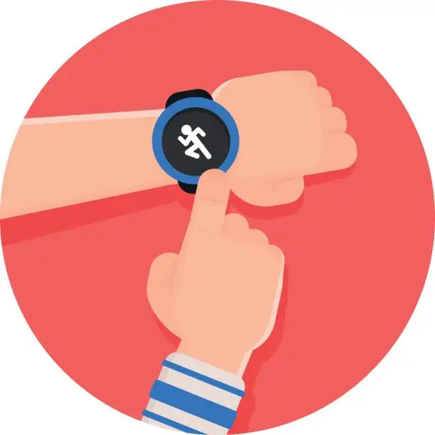 Vector illustration of Running app on Smart watch