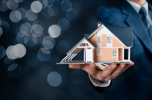 istock Real estate agent offer house represented by model 644336206