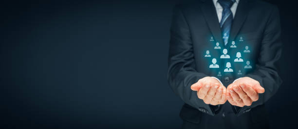 istock Customer care, human resources, marketing segmentation and management 644338572
