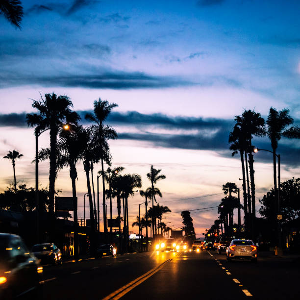 California sunset traffic, Oceanside.
