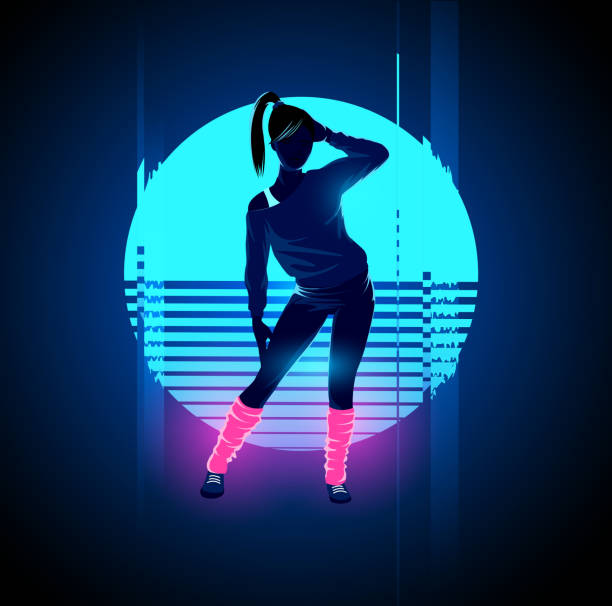 Retro 1980s Glitch Dancer Stock Illustration - Download Image Now