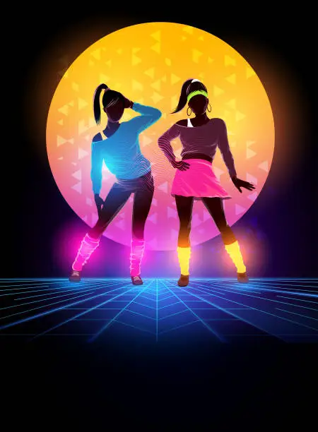 Vector illustration of 80s Dance Background