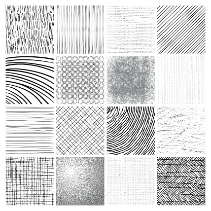 Vector illustration of a collection of hand drawn patterns