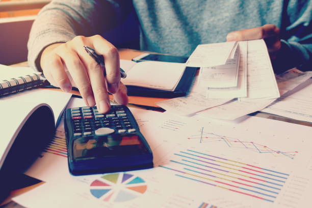 istock Calculation with receipt bill and man calculate about cost. 644359156