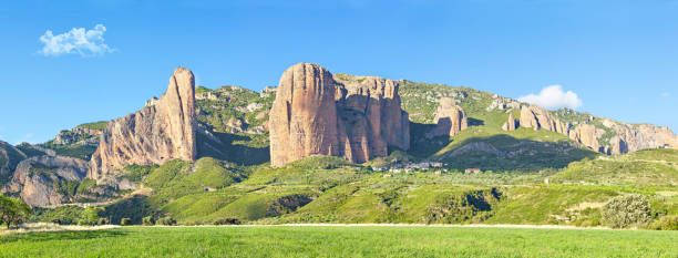 istock Panorama of Mallos De Riglos rocks 644362080