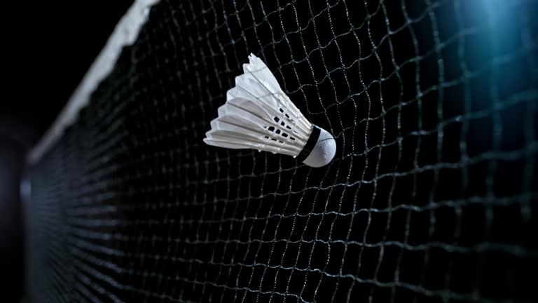 SLO MO Shuttlecock hitting the net