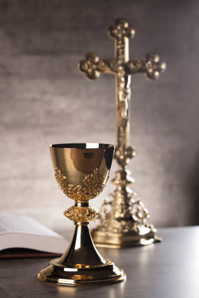 istock Catholic concept, gray background, place for typography. 644431260