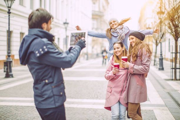 Young people are having fun in the city