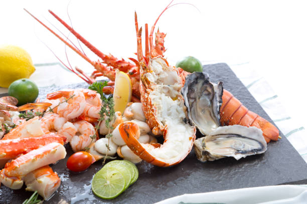 istock boiled shrimps on black stone plate 644452582