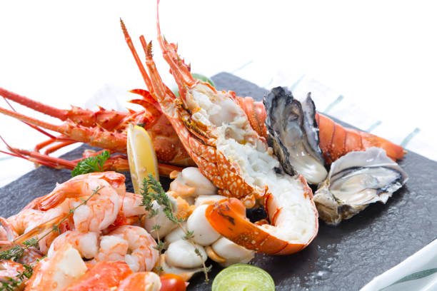 istock boiled shrimps on black stone plate 644452588
