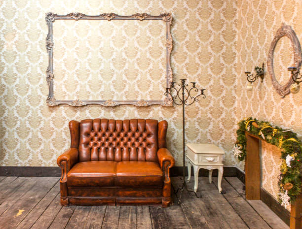 istock Brown leather couch at sitting room  in lviv ukraine 644462542