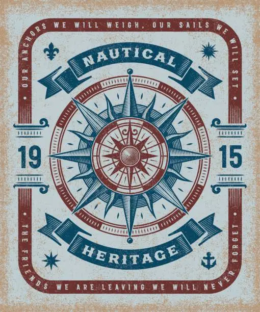 Vector illustration of Vintage Nautical Heritage Typography