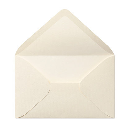 Open envelope. Photo with clipping path.