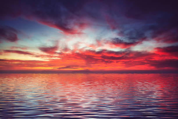 Majestic pink - orange sunset over the sea.