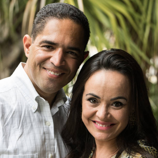 istock Smiling hispanic mature couple 644627840