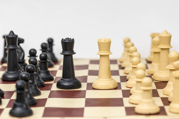 dwa szachy przeciwnik siebie - imbalance chess fighting conflict zdjęcia i obrazy z banku zdjęć