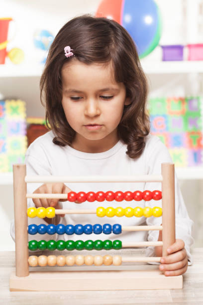 istock Little girl with abacus 644658114