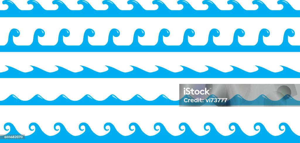 Seamless Blue Wave Borders Set Vector Pattern Stock Illustration ...