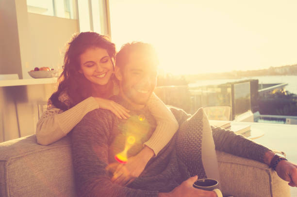 istock Couple on the sofa in the morning. 644682196
