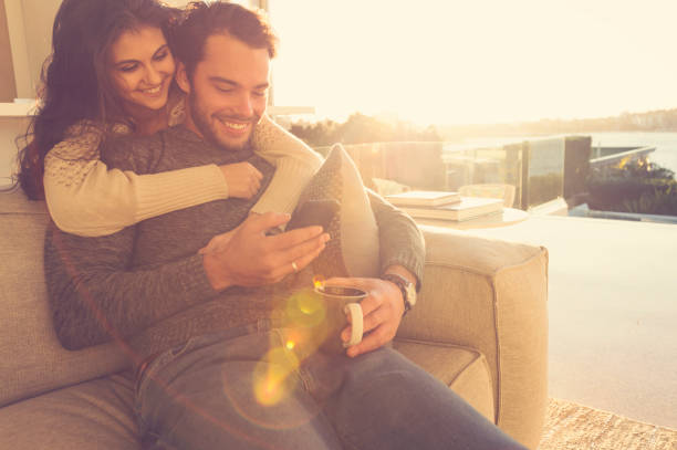 istock Couple on the sofa in the morning. 644682258