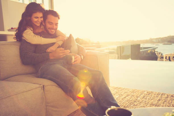 istock Couple on the sofa in the morning. 644682320