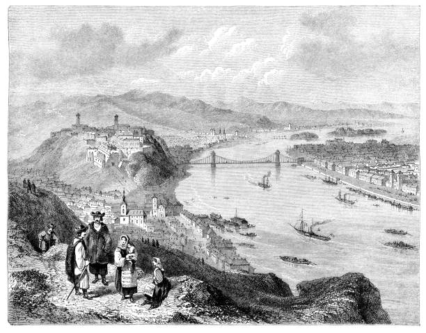 istock Budapest Hungria engraving of city from 1850 644688634