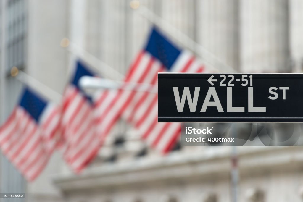Wall Street Wall Street in York City. Wall Street - Lower Manhattan Stock Photo